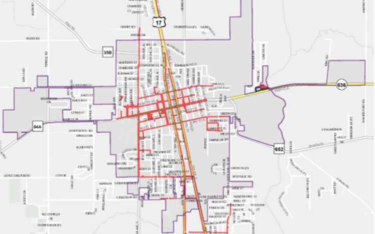 current sidewalk routes in Wauchula